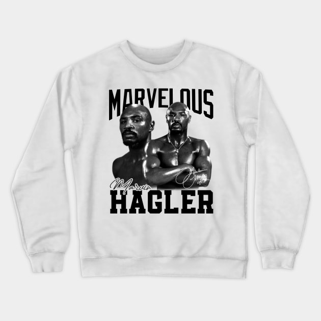 Marvelous Marvin Hagler Boxing Legend Signature Vintage Retro 80s 90s Bootleg Rap Style Crewneck Sweatshirt by CarDE
